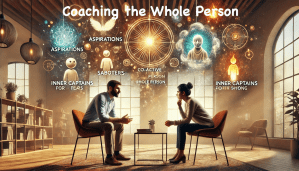 A Co-Active coaching session with coach and client addressing an immediate challenge in the context of the whole person